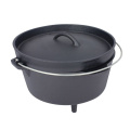 Eco-Friendly cast iron camping cookware with wooden case